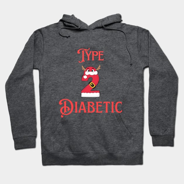 Diabetes Christmas Reindeer l Type 2 Diabetic Hoodie by Diabeticsy